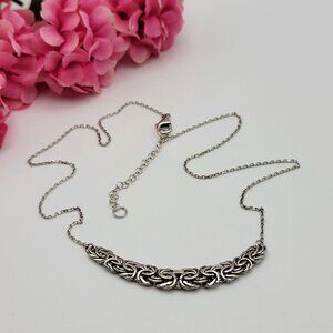 AK Turkey 925 Sterling Silver Filigree Bar Necklace 20" Adjustable Lobster Clasp